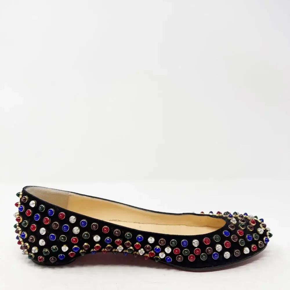 Christian Louboutin Multicolor Spike Stud Ballet Flats Womens Size EU 37.5